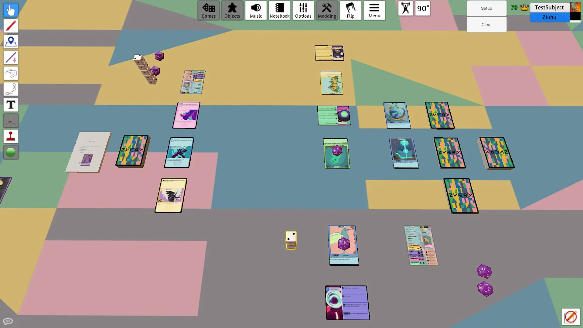 Zvery set up in Tabletop Simulator